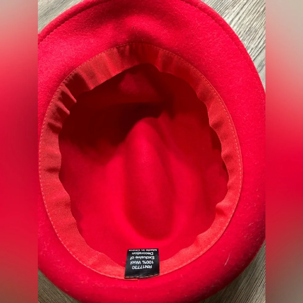 Red Fedora Hat W/Textured Hat Band - Picture 7 of 13